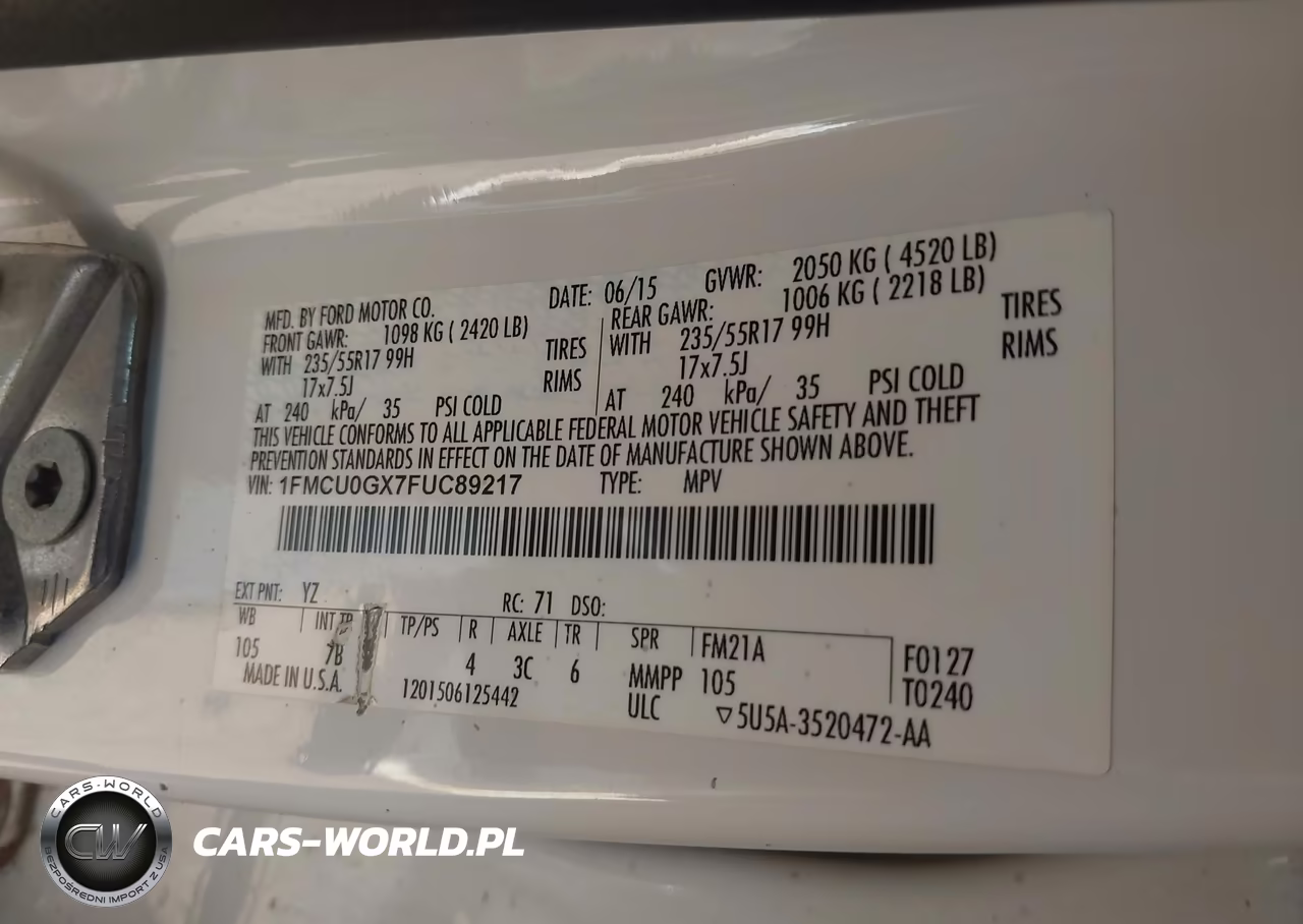 2015 Ford Escape Se VIN:1FMCU0GX7FUC89217 - 9