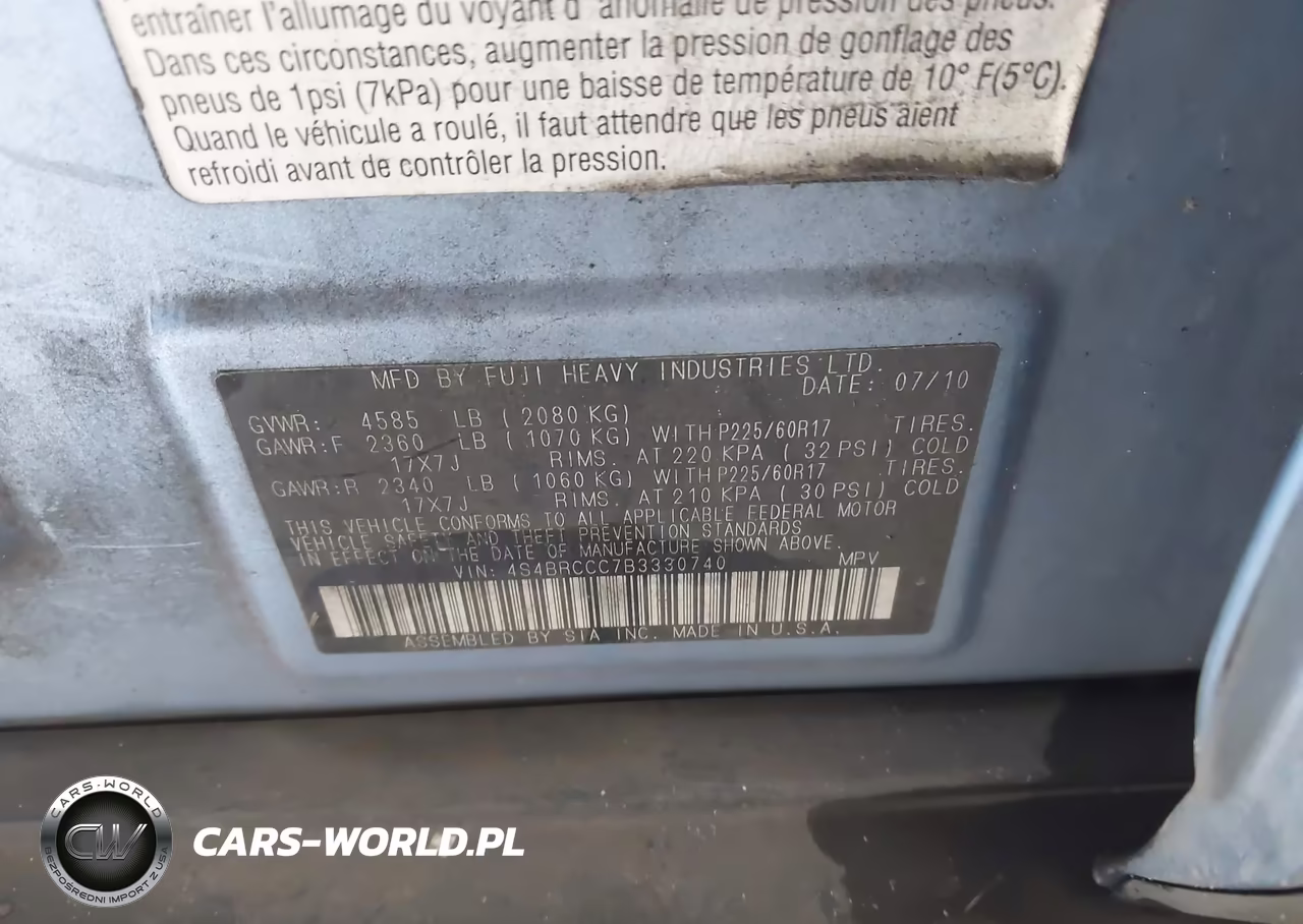 2011 Subaru Outback 2.5I Premium VIN:4S4BRCCC7B3330740 - 9
