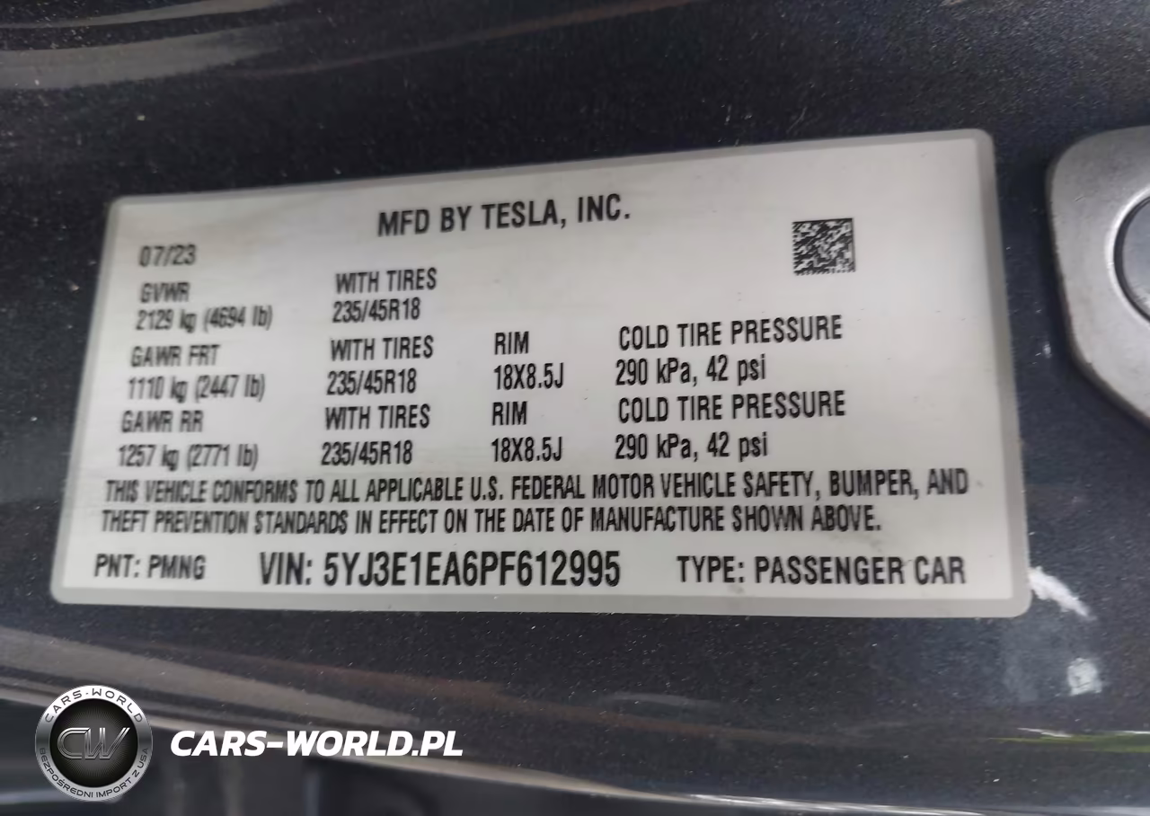 2023 Tesla Model 3 Rear-Wheel Drive VIN:5YJ3E1EA6PF612995 - 9