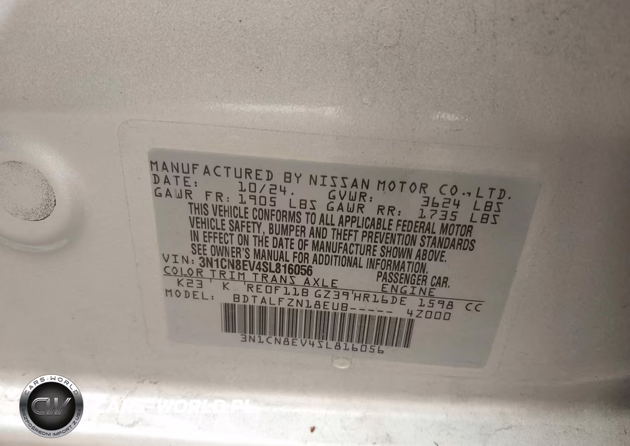 2025 Nissan Versa 1.6 Sv VIN:3N1CN8EV4SL816056 - 9