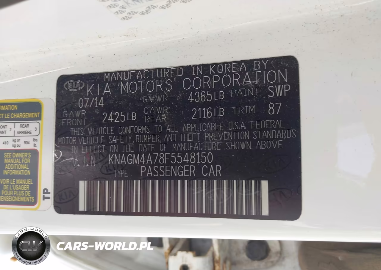 2015 Kia Optima Lx VIN:KNAGM4A78F5548150 - 9