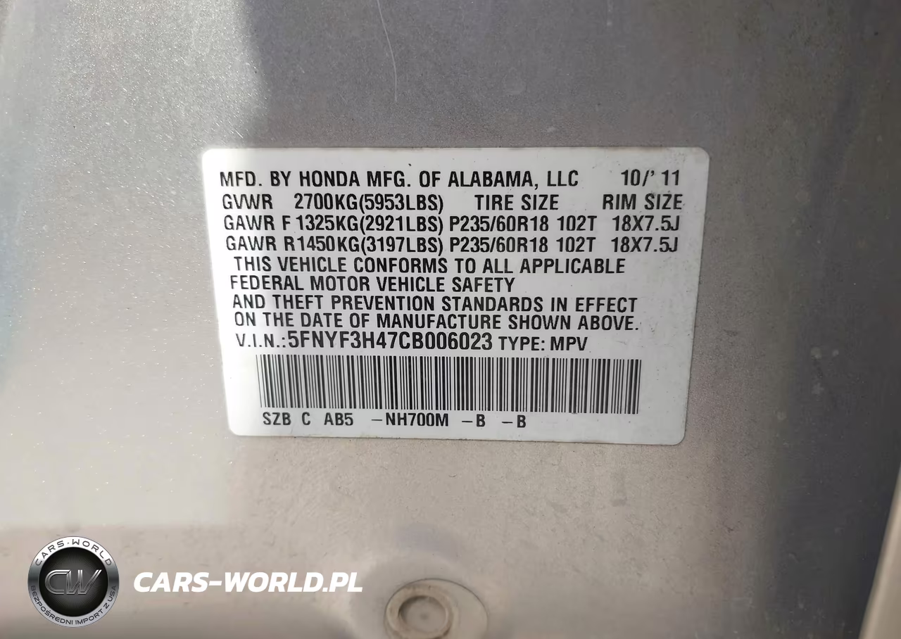 2012 Honda Pilot Ex VIN:5FNYF3H47CB006023 - 9