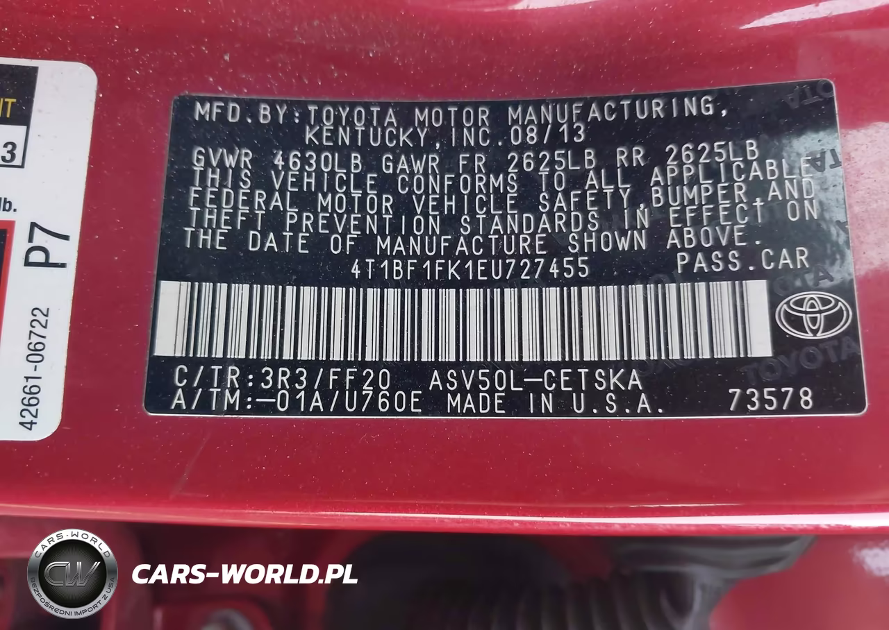 2014 Toyota Camry Se VIN:4T1BF1FK1EU727455 - 9