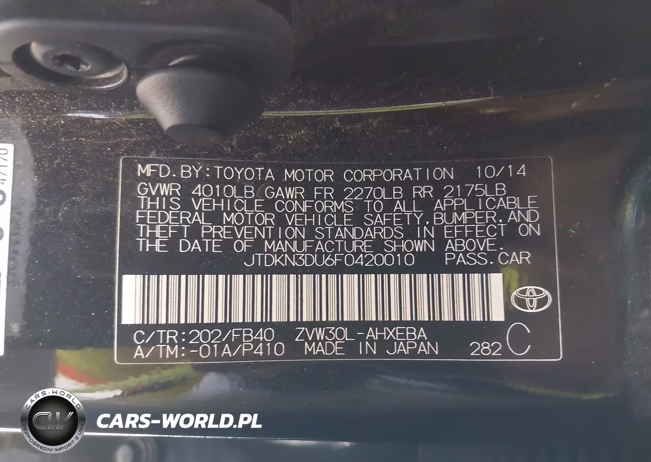 2015 Toyota Prius Two VIN:JTDKN3DU6F0420010 - 9