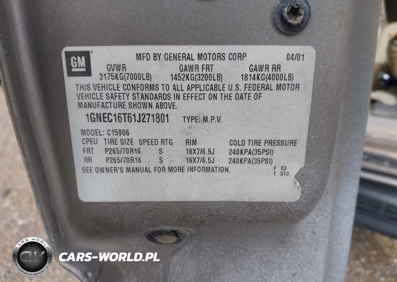 2001 Chevrolet Suburban 1500 Lt VIN:1GNEC16T61J271801 - 9