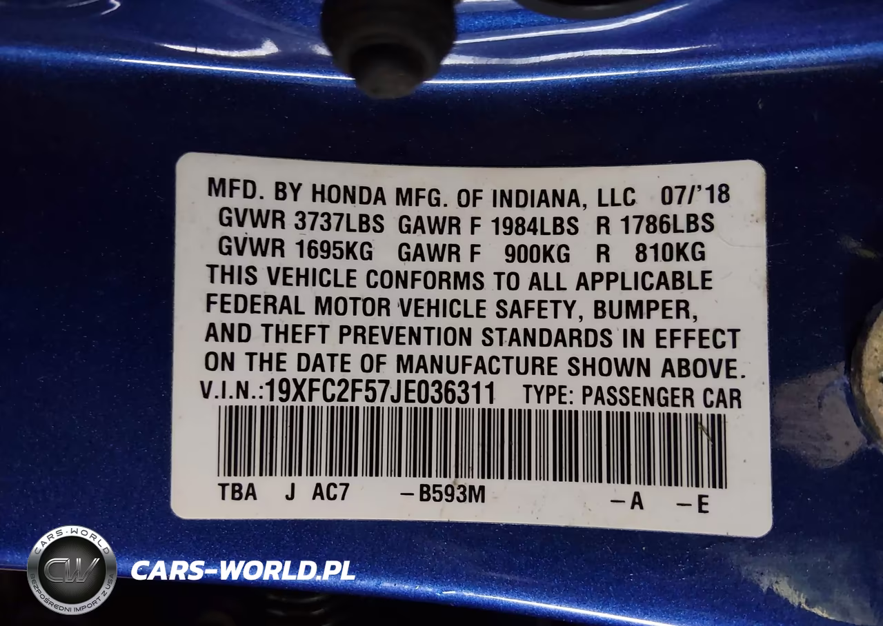 2018 Honda Civic Lx VIN:19XFC2F57JE036311 - 9