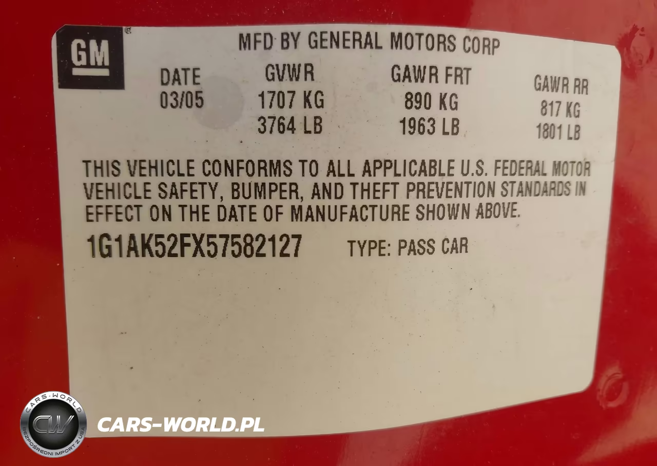 2005 Chevrolet Cobalt VIN:1G1AK52FX57582127 - 9