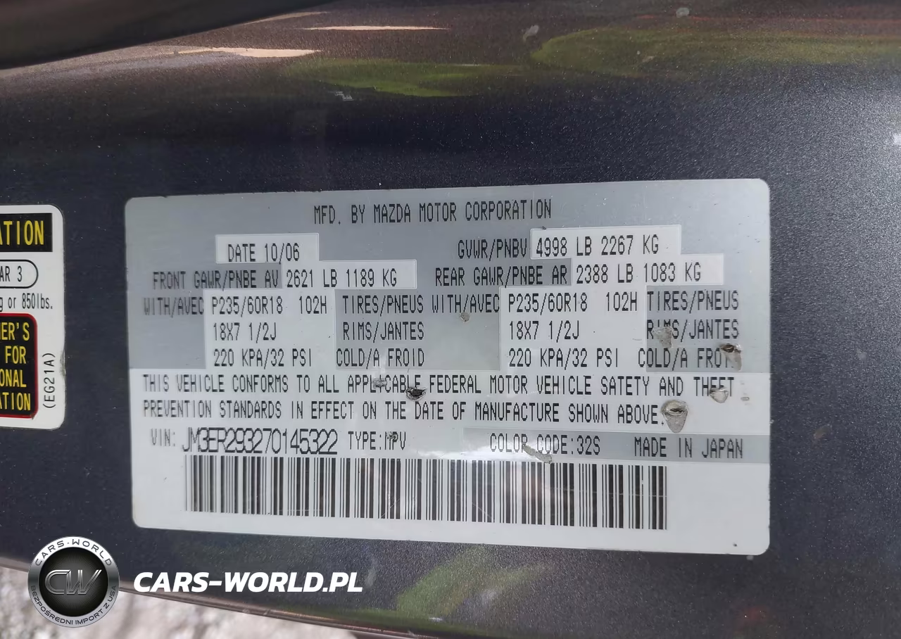 2007 Mazda Cx-7 Sport VIN:JM3ER293270145322 - 9