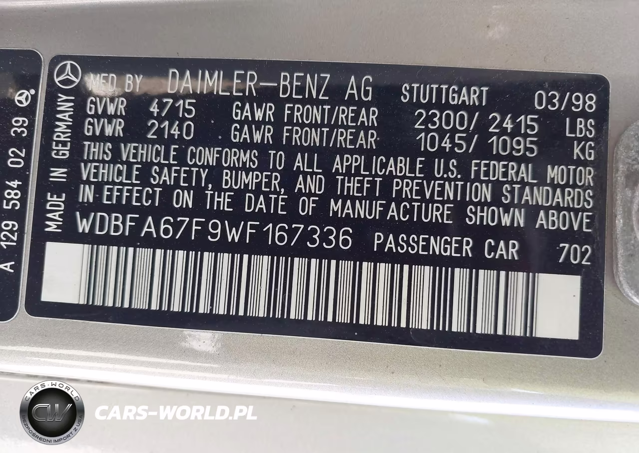 1998 Mercedes-Benz Sl 500 VIN:WDBFA67F9WF167336 - 9