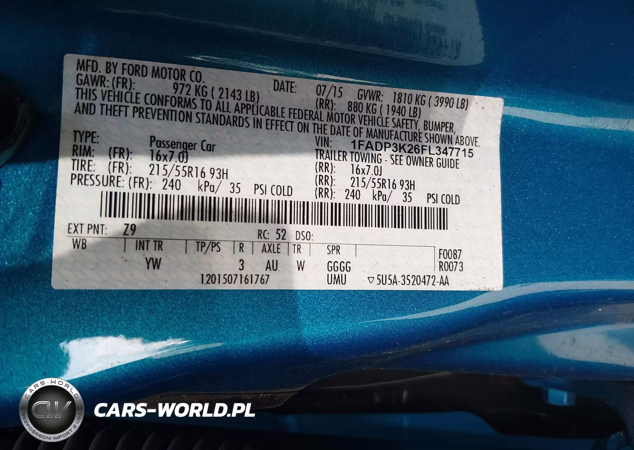 2015 Ford Focus Se VIN:1FADP3K26FL347715 - 9