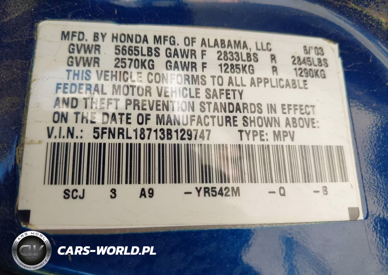 2003 Honda Odyssey Ex-L VIN:5FNRL18713B129747 - 9
