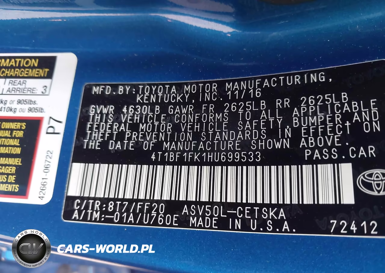 2017 Toyota Camry Se VIN:4T1BF1FK1HU699533 - 9