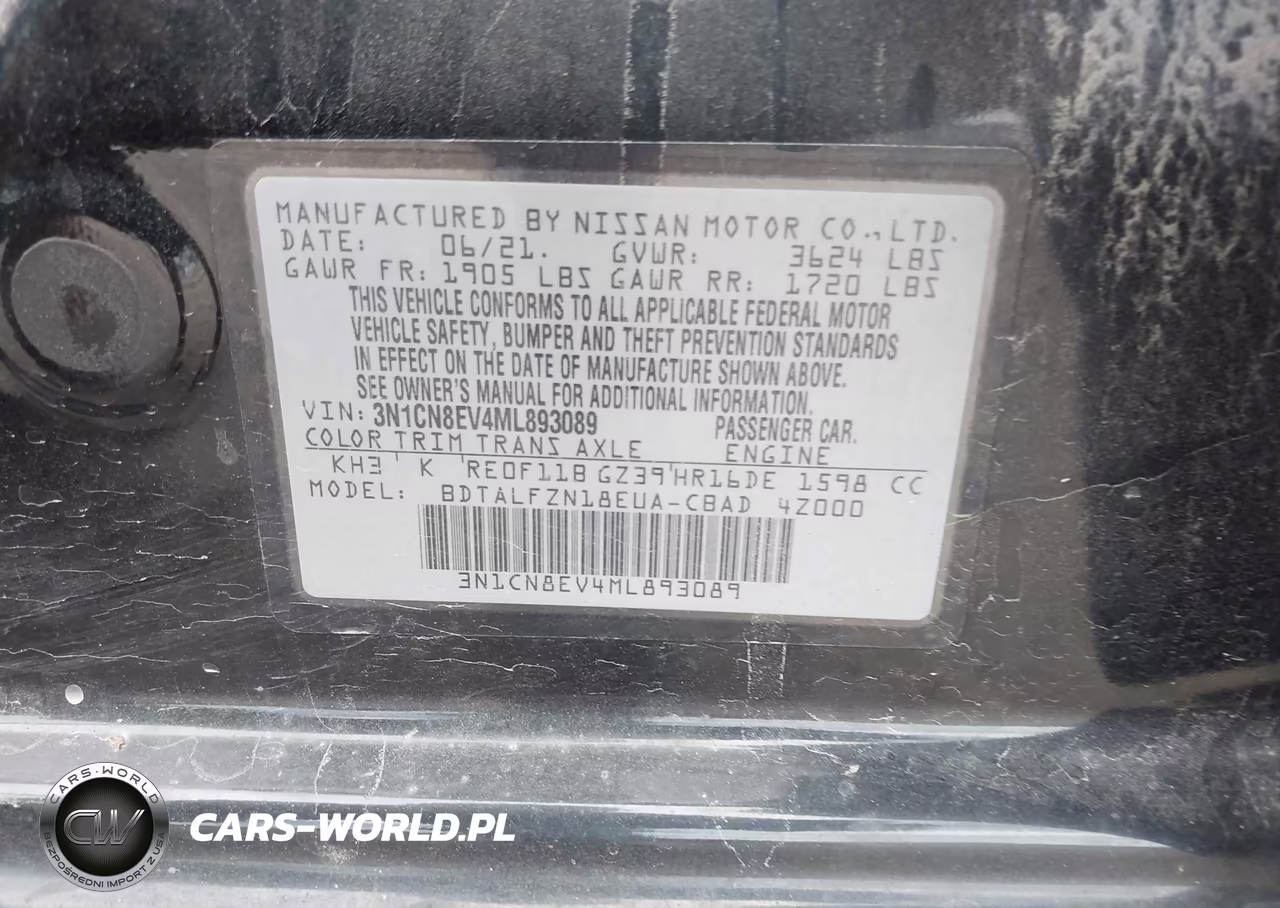 2021 Nissan Versa Sv Xtronic Cvt VIN:3N1CN8EV4ML893089 - 9