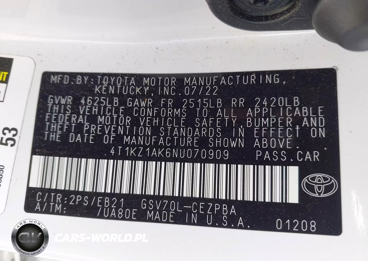 2022 Toyota Camry Trd VIN:4T1KZ1AK6NU070909 - 9