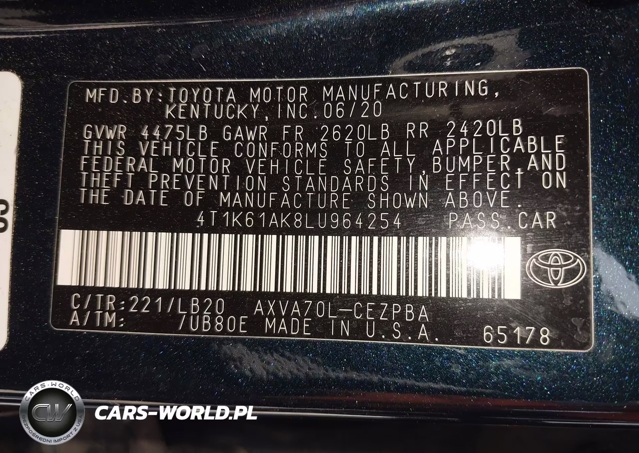 2020 Toyota Camry Xse VIN:4T1K61AK8LU964254 - 9