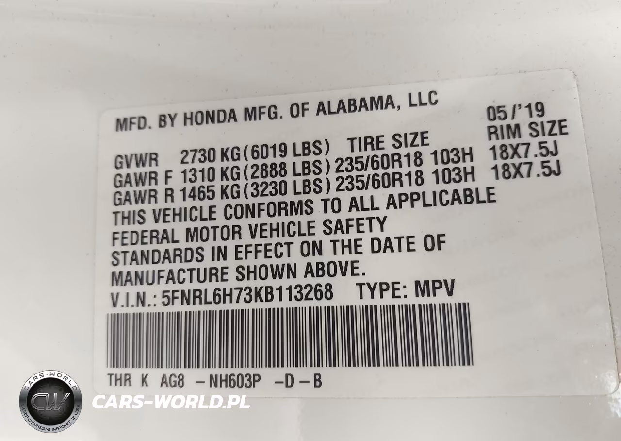 2019 Honda Odyssey Ex-L VIN:5FNRL6H73KB113268 - 9