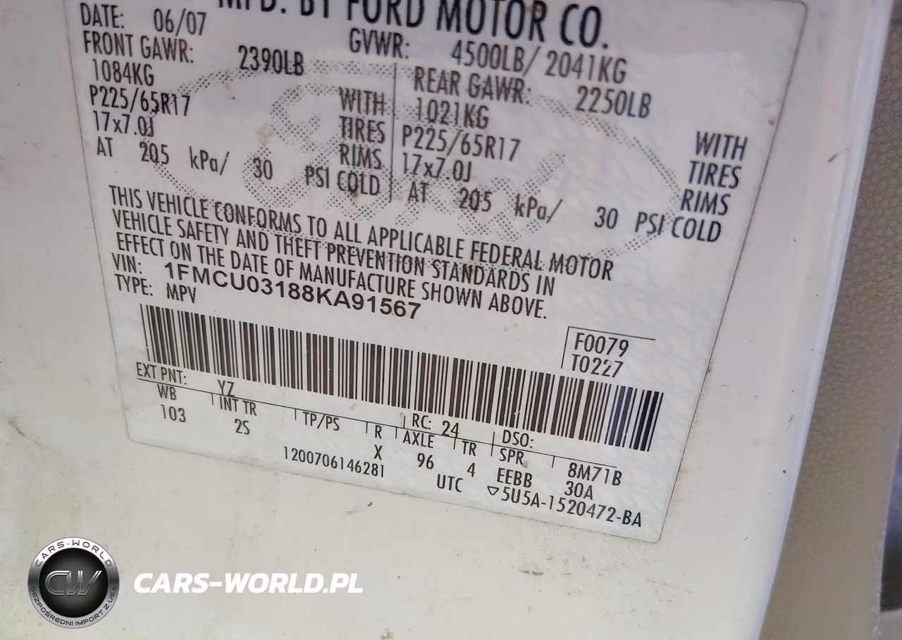 2008 Ford Escape Xlt VIN:1FMCU03188KA91567 - 9