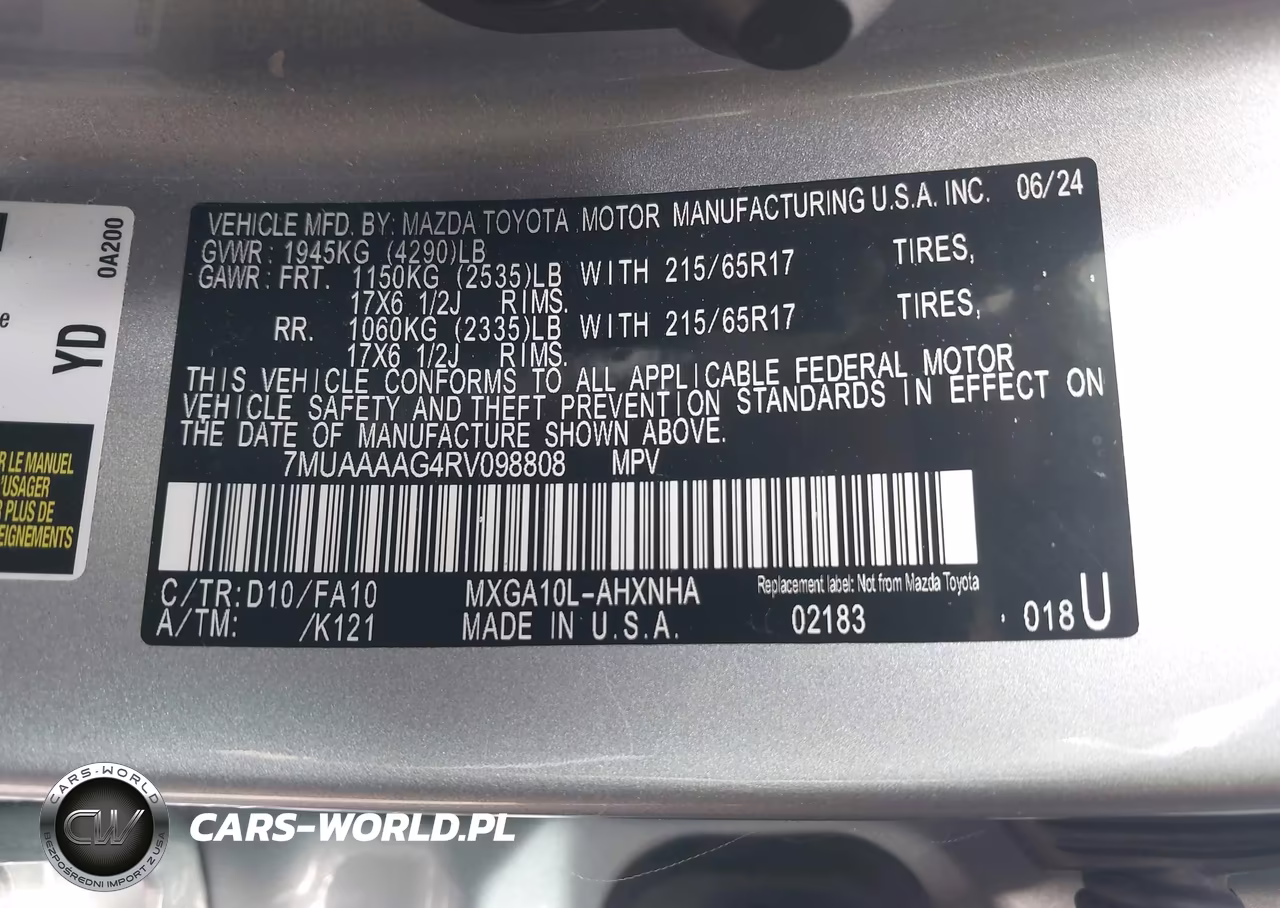 2024 Toyota Corolla Cross L VIN:7MUAAAAG4RV098808 - 9