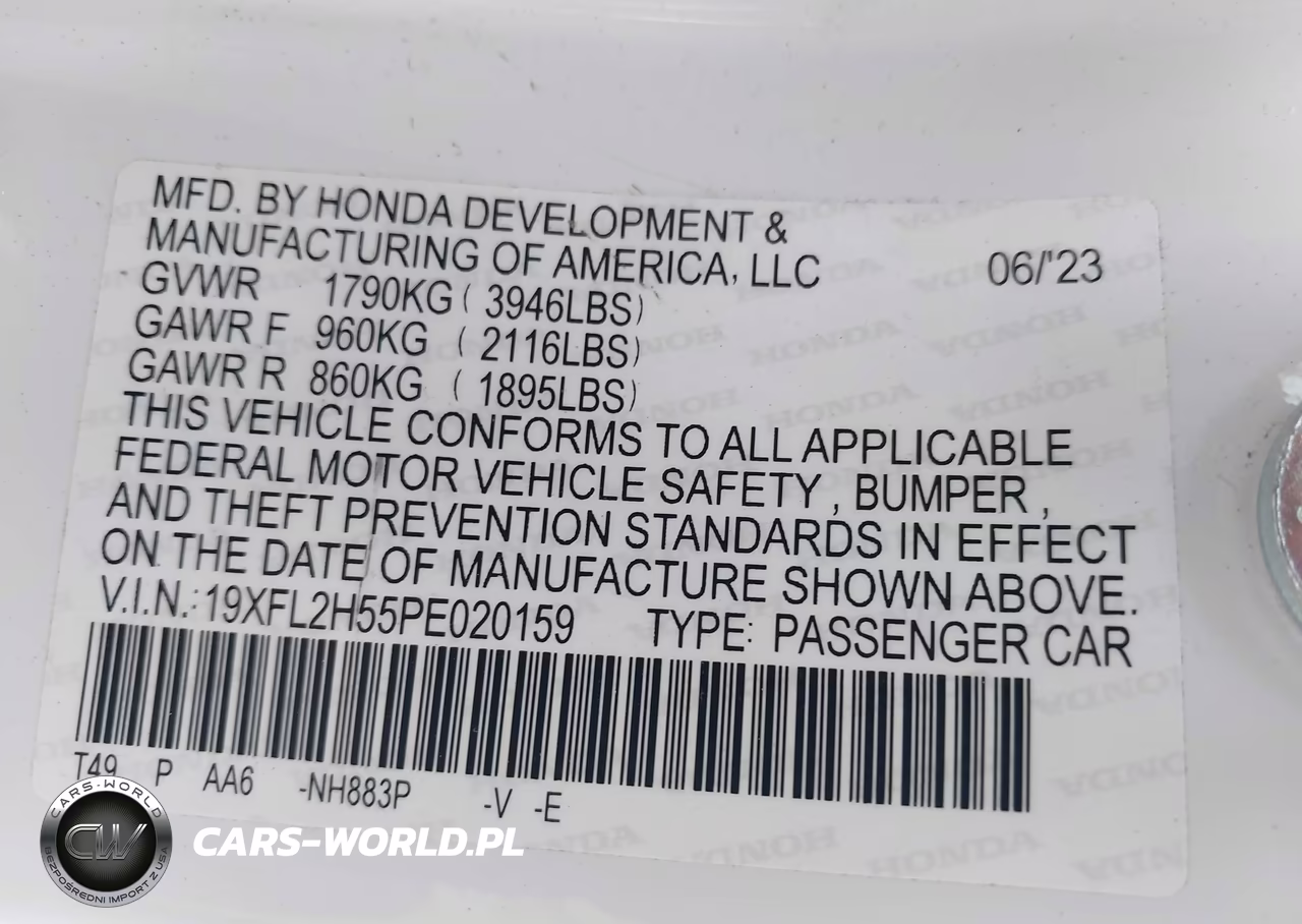 2023 Honda Civic Lx VIN:19XFL2H55PE020159 - 9