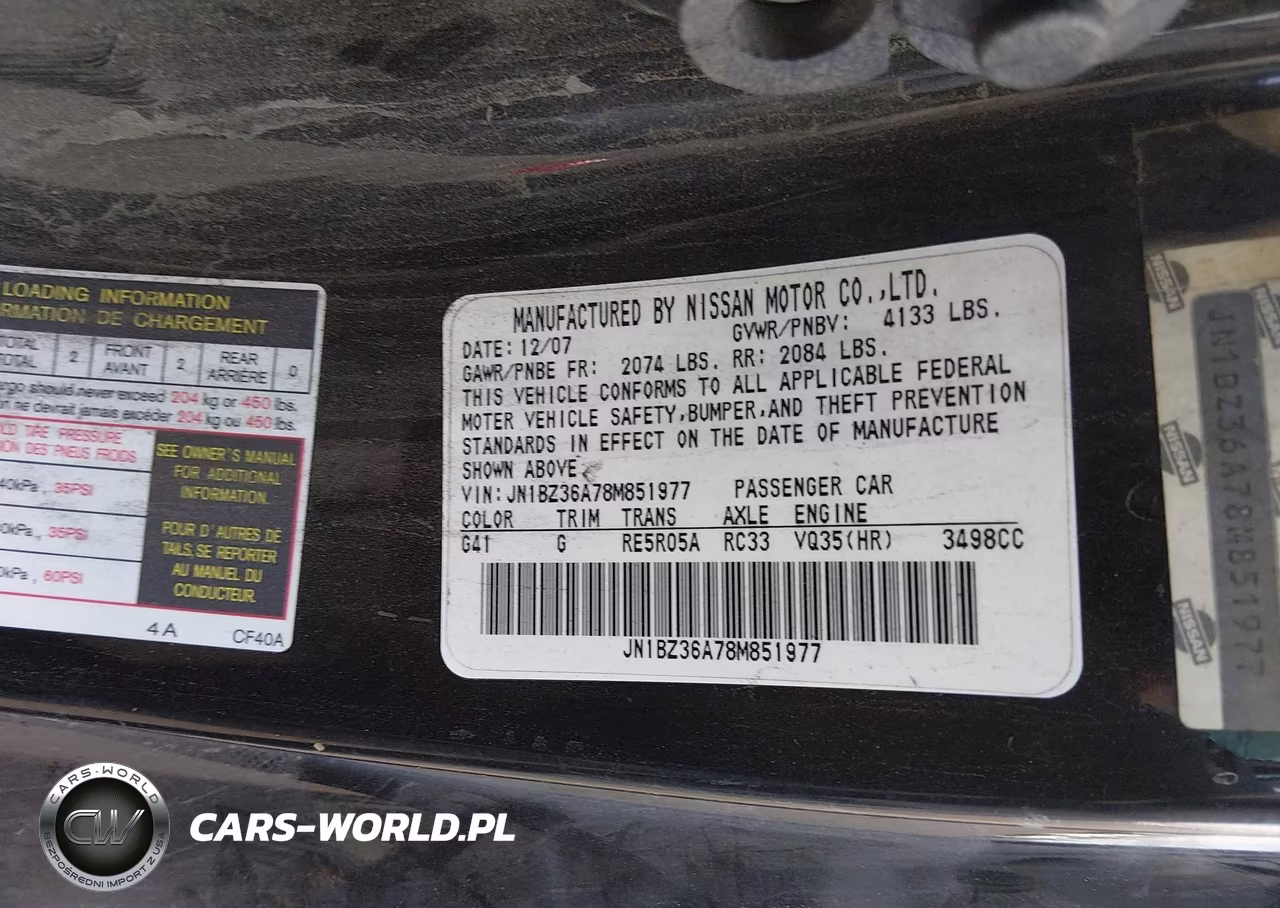 2008 Nissan 350Z Touring VIN:JN1BZ36A78M851977 - 9
