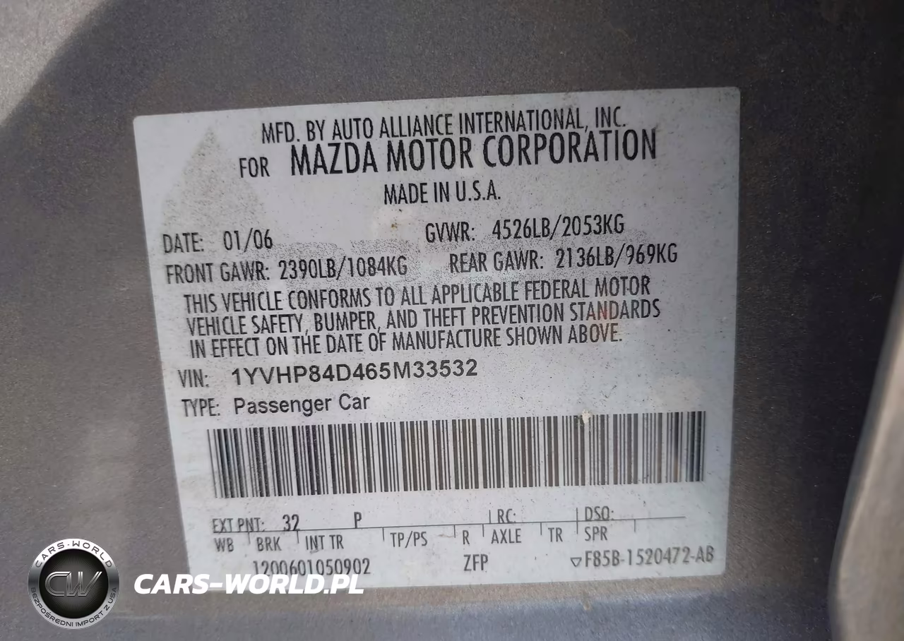 2006 Mazda Mazda6 Sport S VIN:1YVHP84D465M33532 - 9