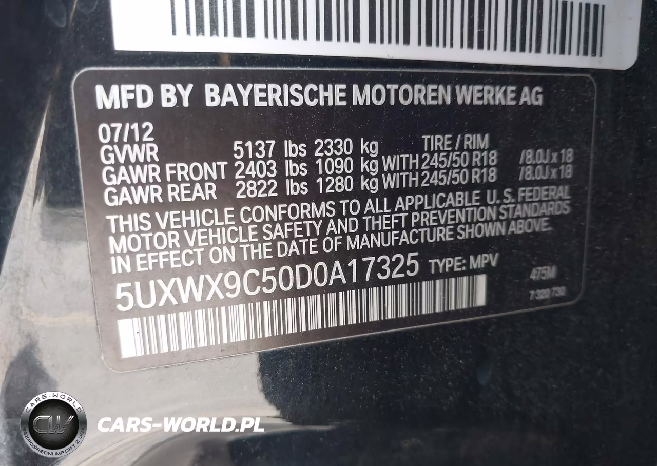2013 BMW X3 xDrive28I VIN:5UXWX9C50D0A17325 - 9
