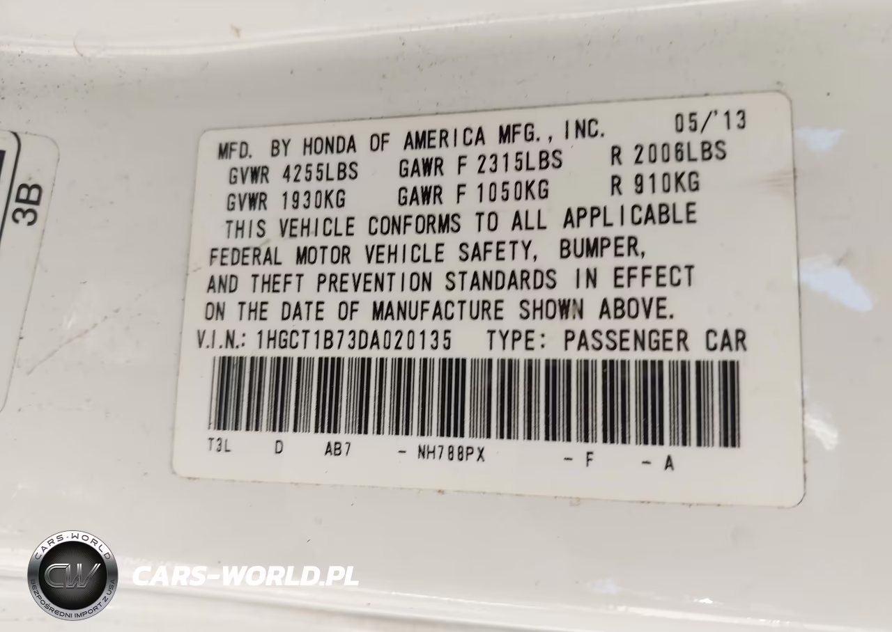2013 Honda Accord Ex VIN:1HGCT1B73DA020135 - 9