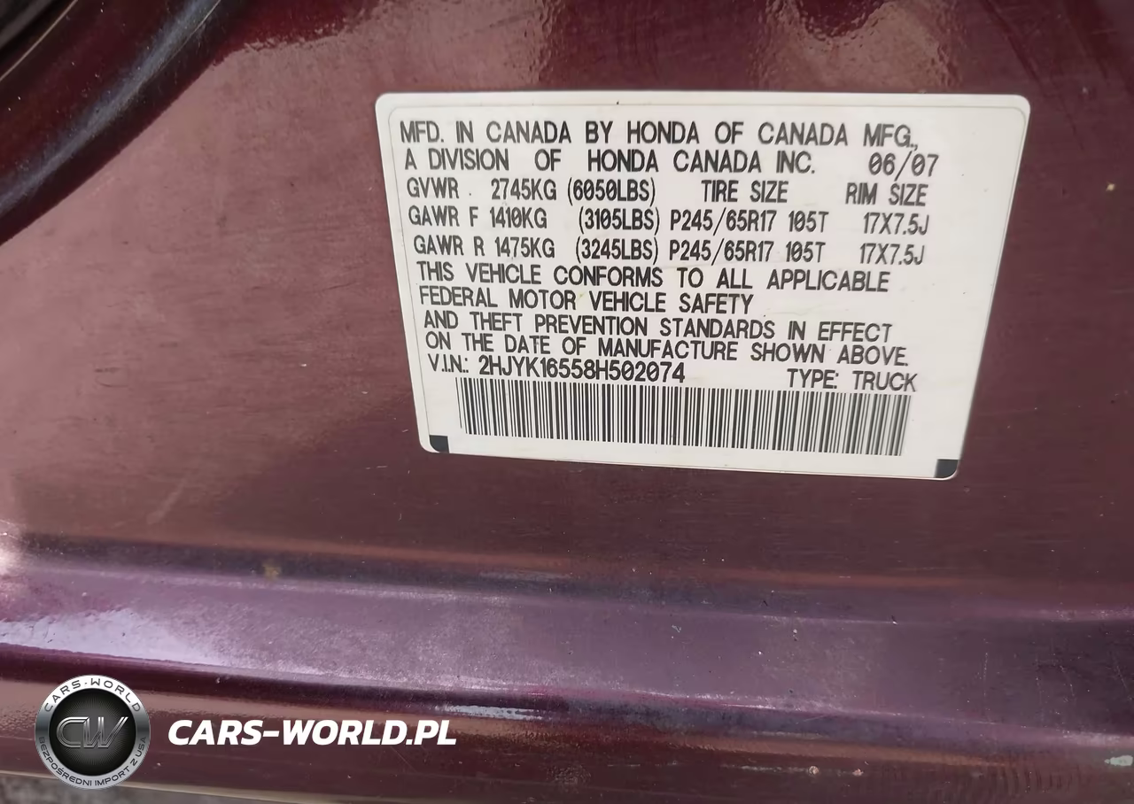 2008 Honda Ridgeline Rtl VIN:2HJYK16558H502074 - 9