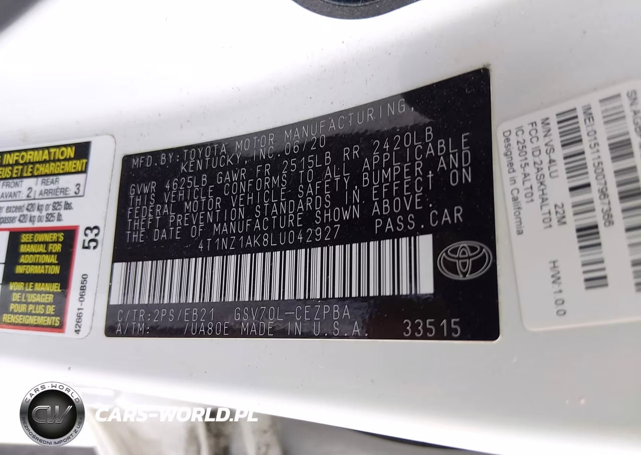 2020 Toyota Camry Trd VIN:4T1NZ1AK8LU042927 - 9