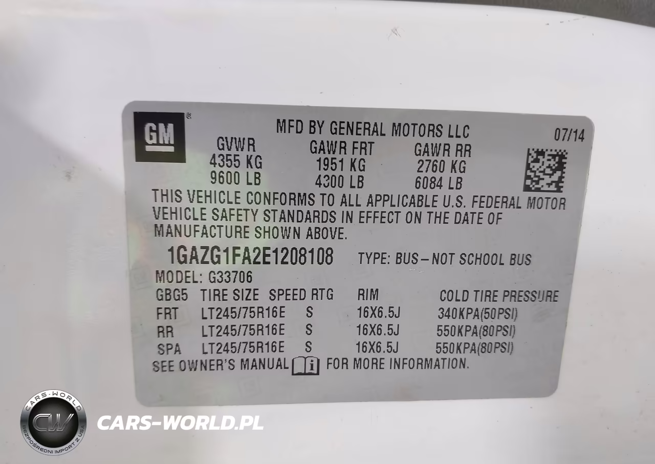 2014 Chevrolet Express 3500 Lt VIN:1GAZG1FA2E1208108 - 9