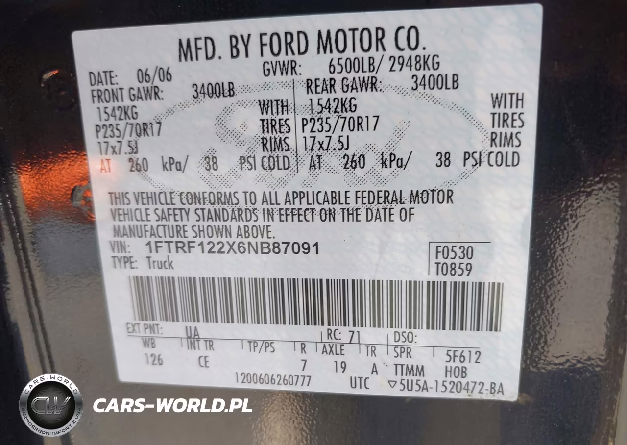 2006 Ford F-150 Stx-Xl-Xlt VIN:1FTRF122X6NB87091 - 9