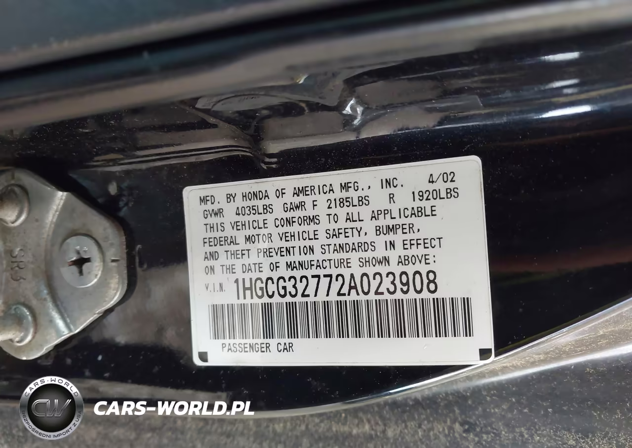 2002 Honda Accord 2.3 Ex VIN:1HGCG32772A023908 - 9