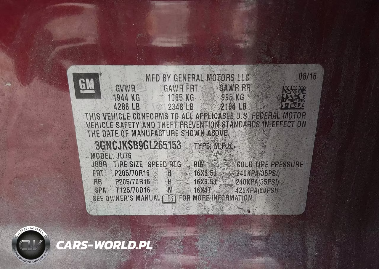 2016 Chevrolet Trax Ls VIN:3GNCJKSB9GL265153 - 9