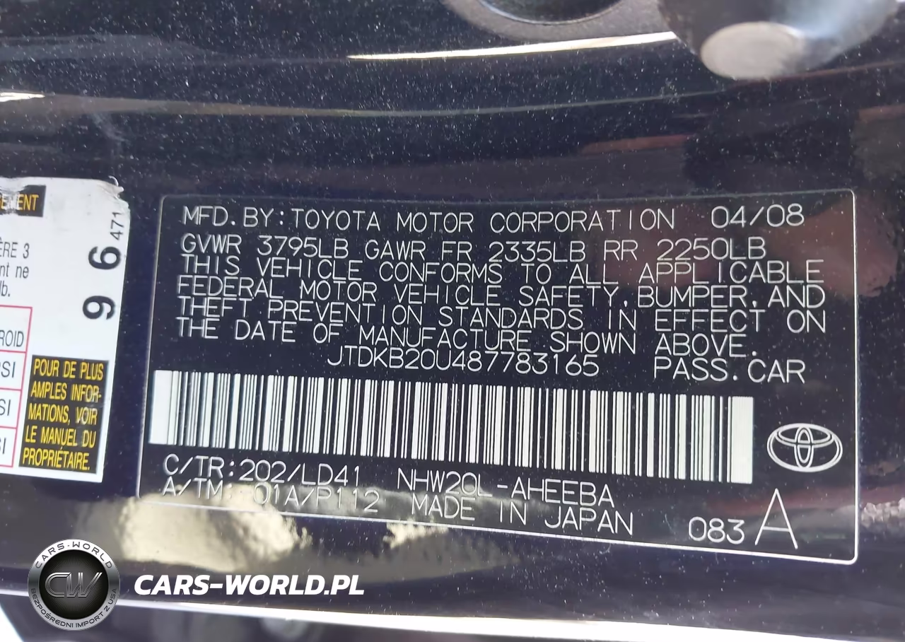 2008 Toyota Prius Touring VIN:JTDKB20U487783165 - 9