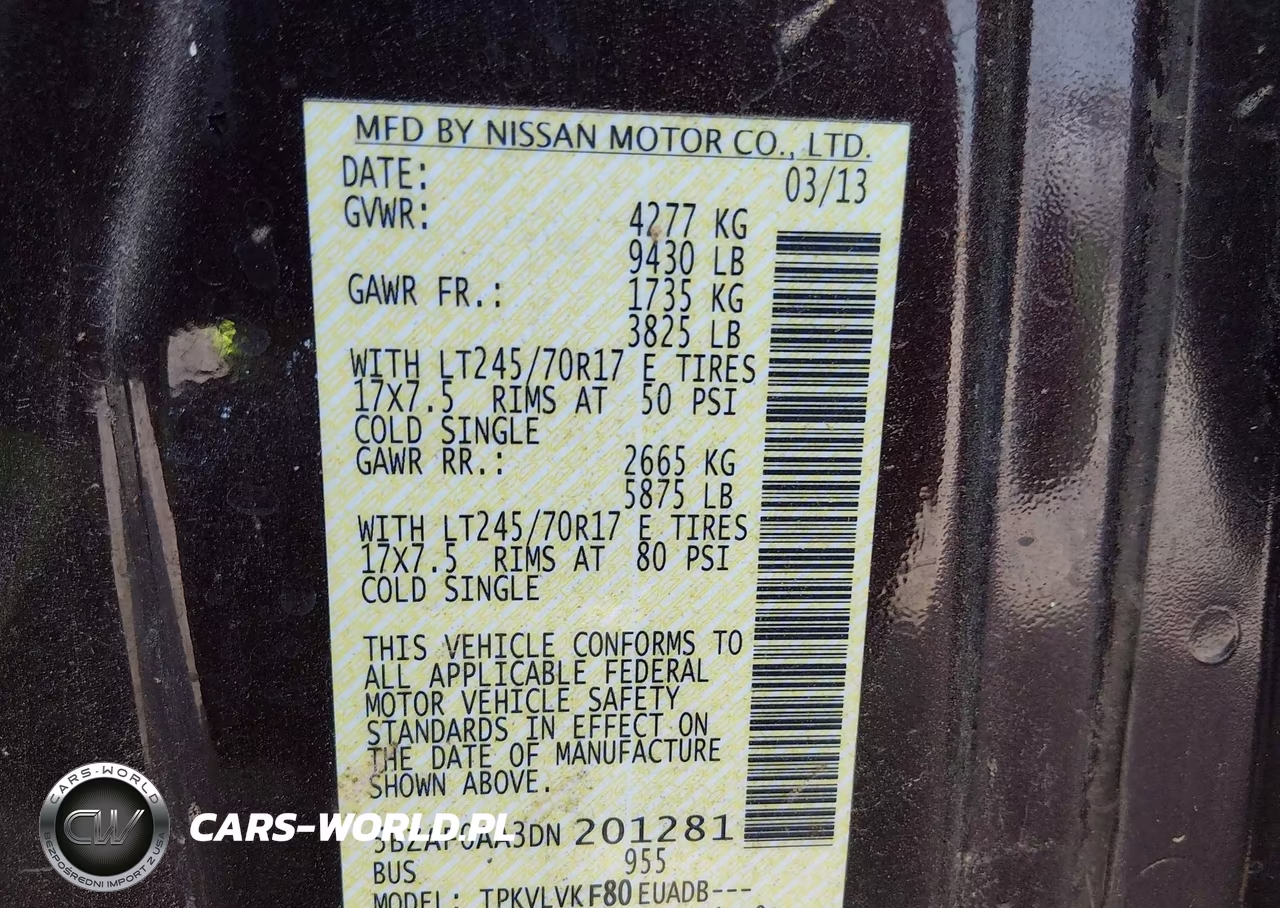 2013 Nissan Nv Passenger Nv3500 Hd Sl V8 VIN:5BZAF0AA3DN201281 - 9