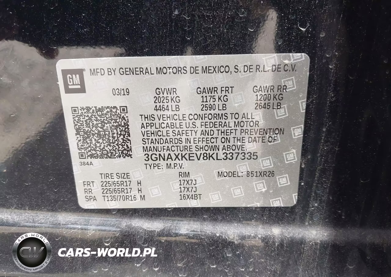 2019 Chevrolet Equinox Lt VIN:3GNAXKEV8KL337335 - 9