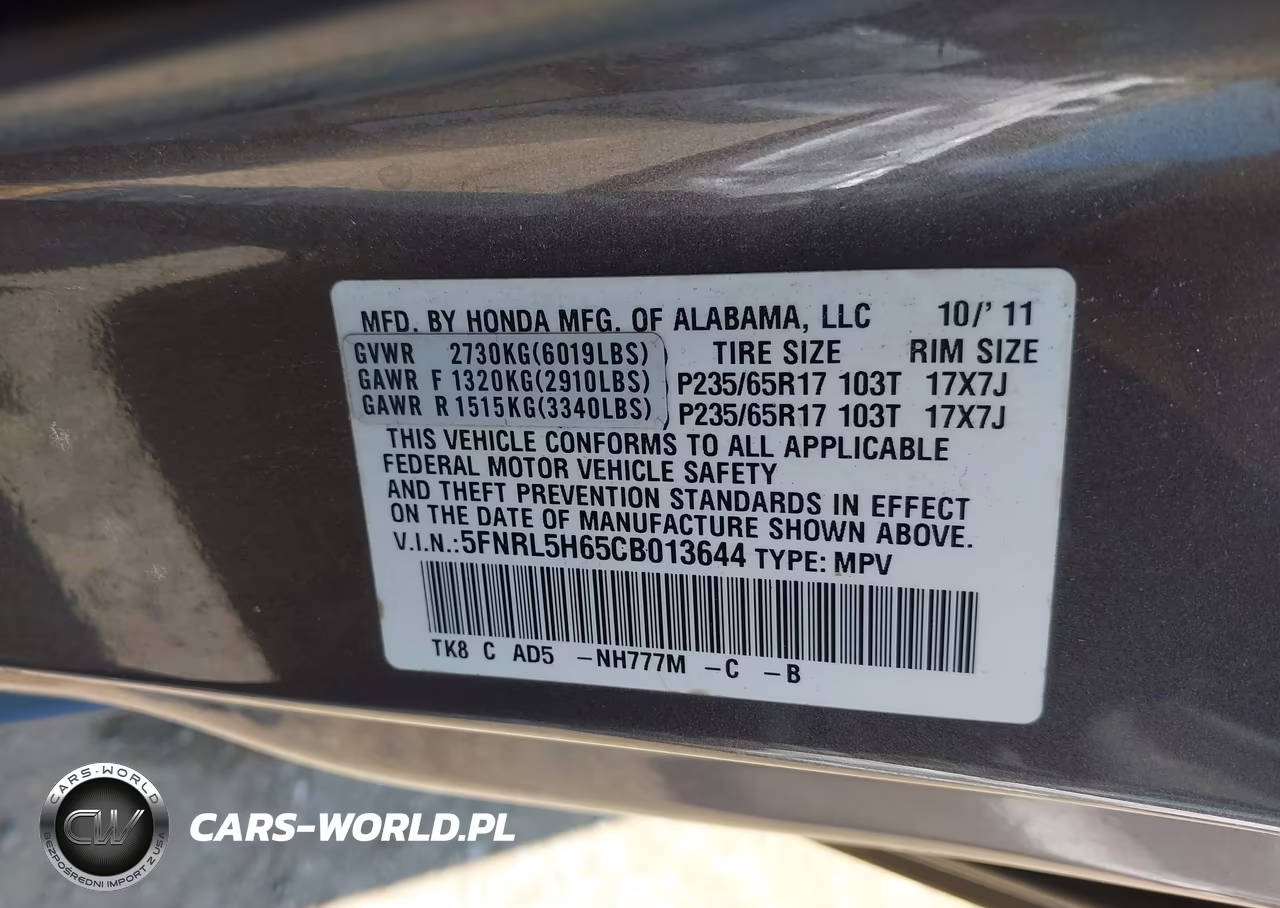 2012 Honda Odyssey Ex-L VIN:5FNRL5H65CB013644 - 9