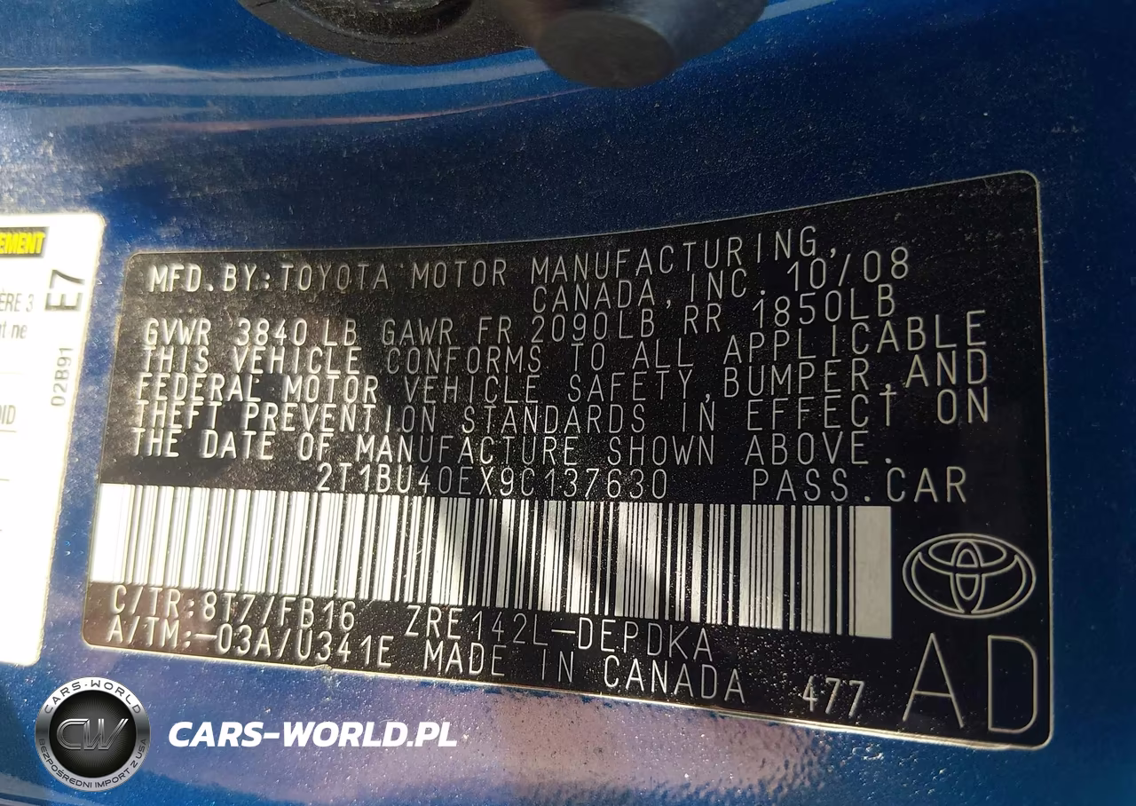 2009 Toyota Corolla VIN:2T1BU40EX9C137630 - 9