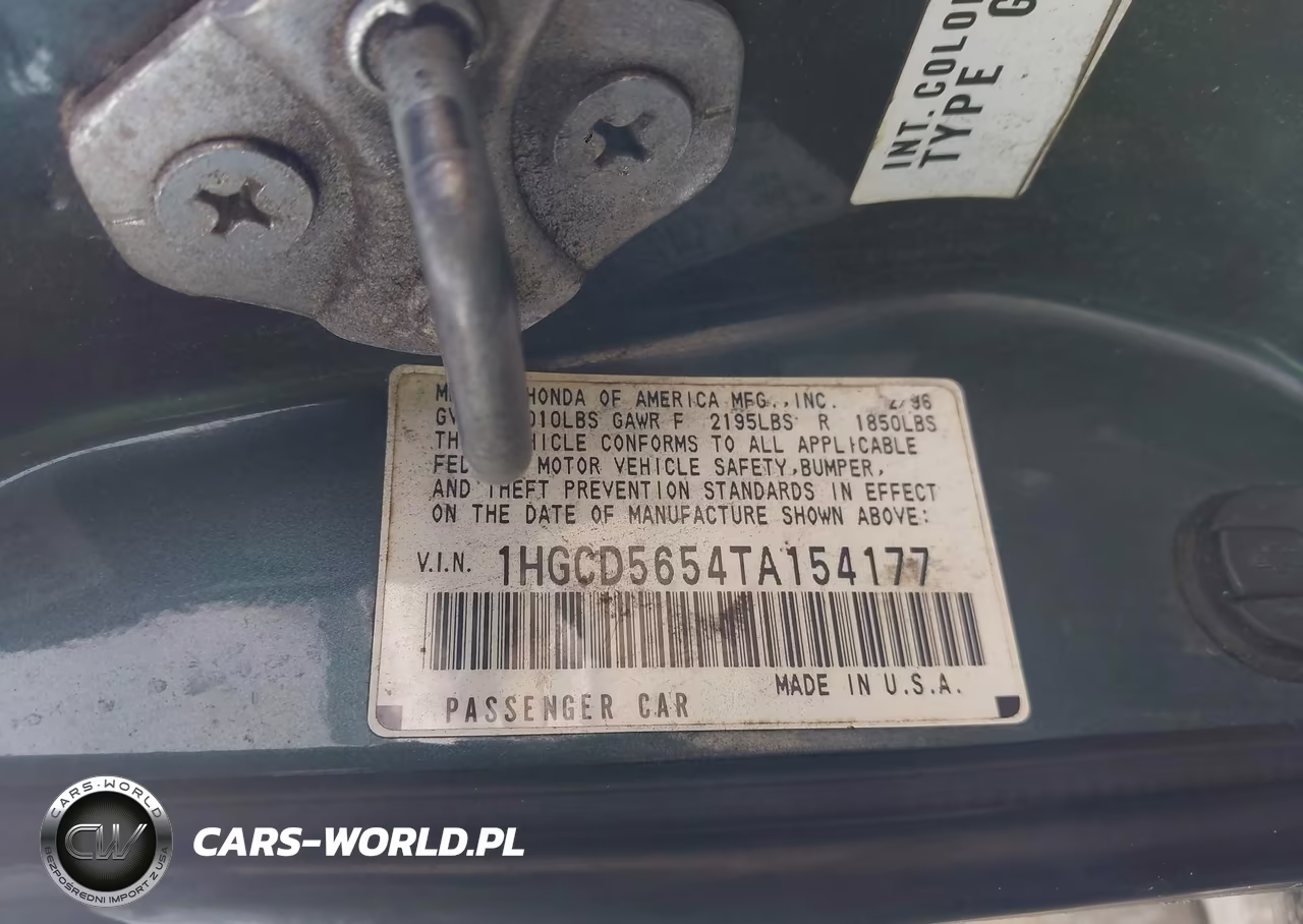 1996 Honda Accord Ex-Ex-R VIN:1HGCD5654TA154177 - 9