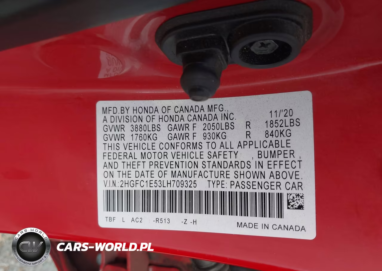 2020 Honda Civic Si Sedan VIN:2HGFC1E53LH709325 - 9
