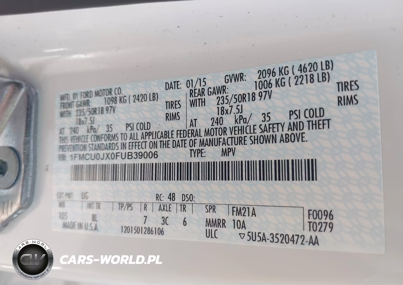 2015 Ford Escape Titanium VIN:1FMCU0JX0FUB39006 - 8
