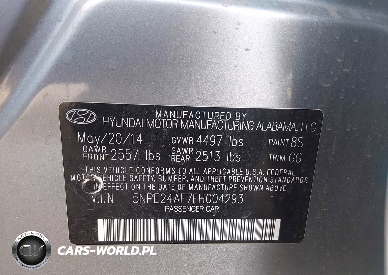 2015 Hyundai Sonata Se VIN:5NPE24AF7FH004293 - 9