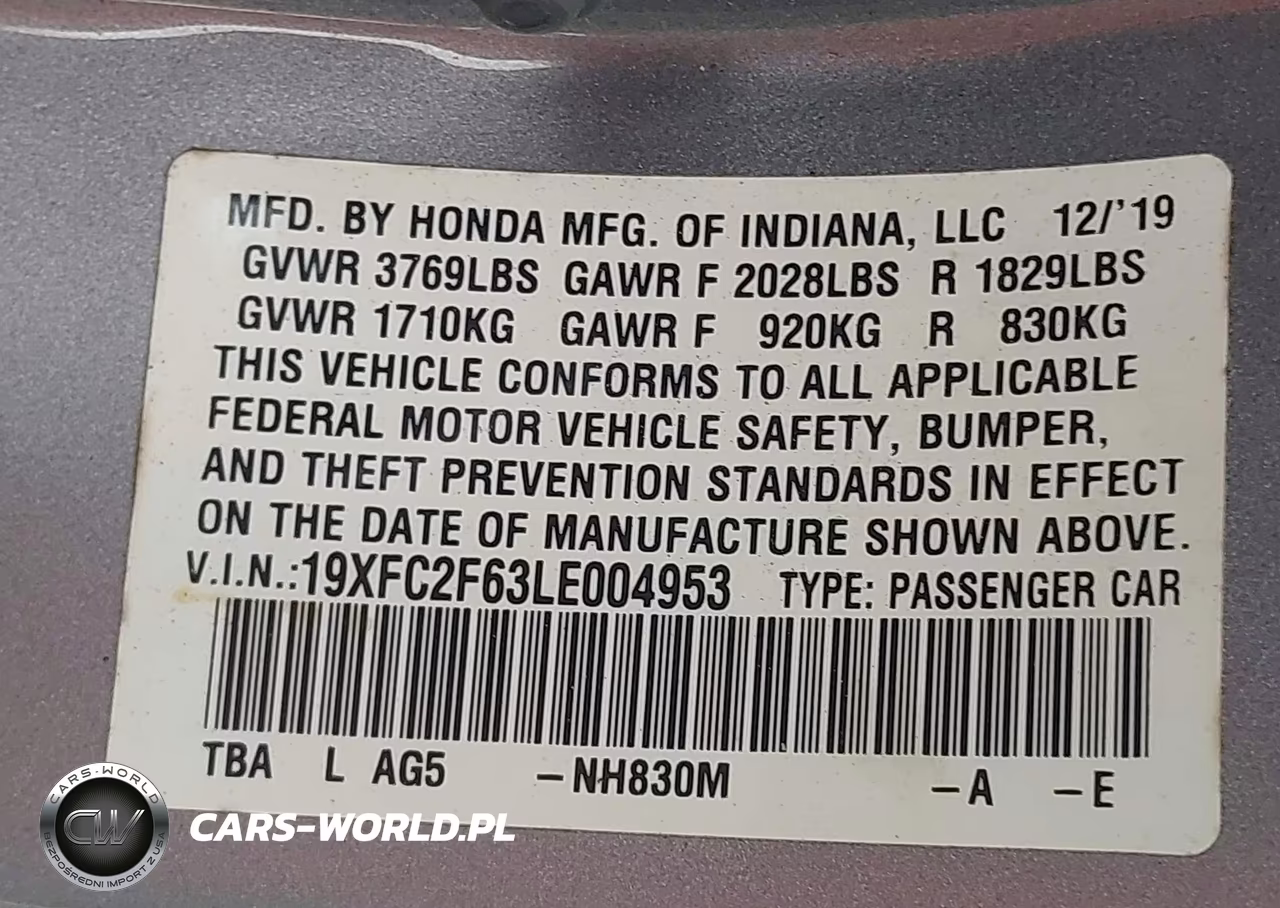 2020 HONDA CIVIC LX VIN:19XFC2F63LE004953 - 9