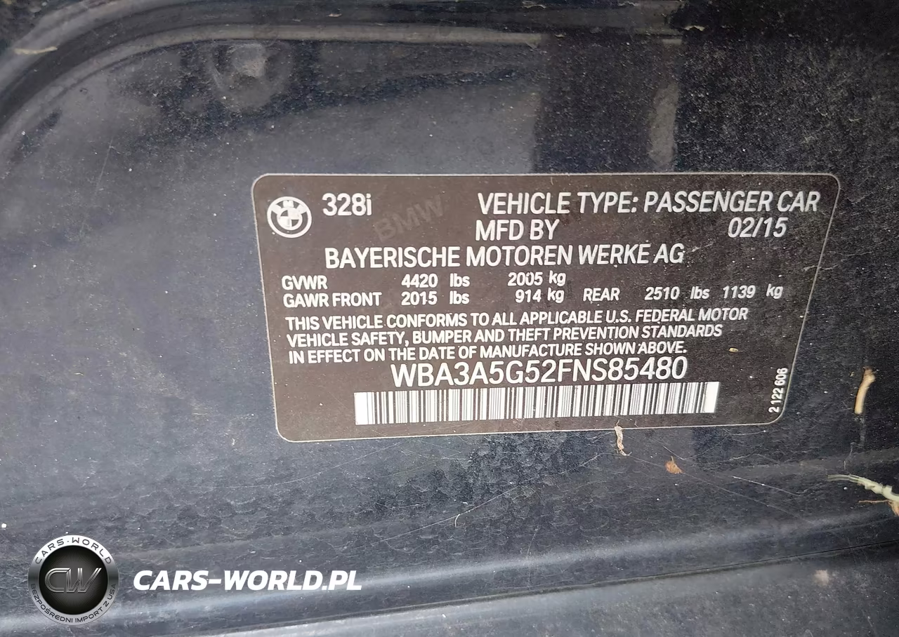 2015 BMW 328I VIN:WBA3A5G52FNS85480 - 9