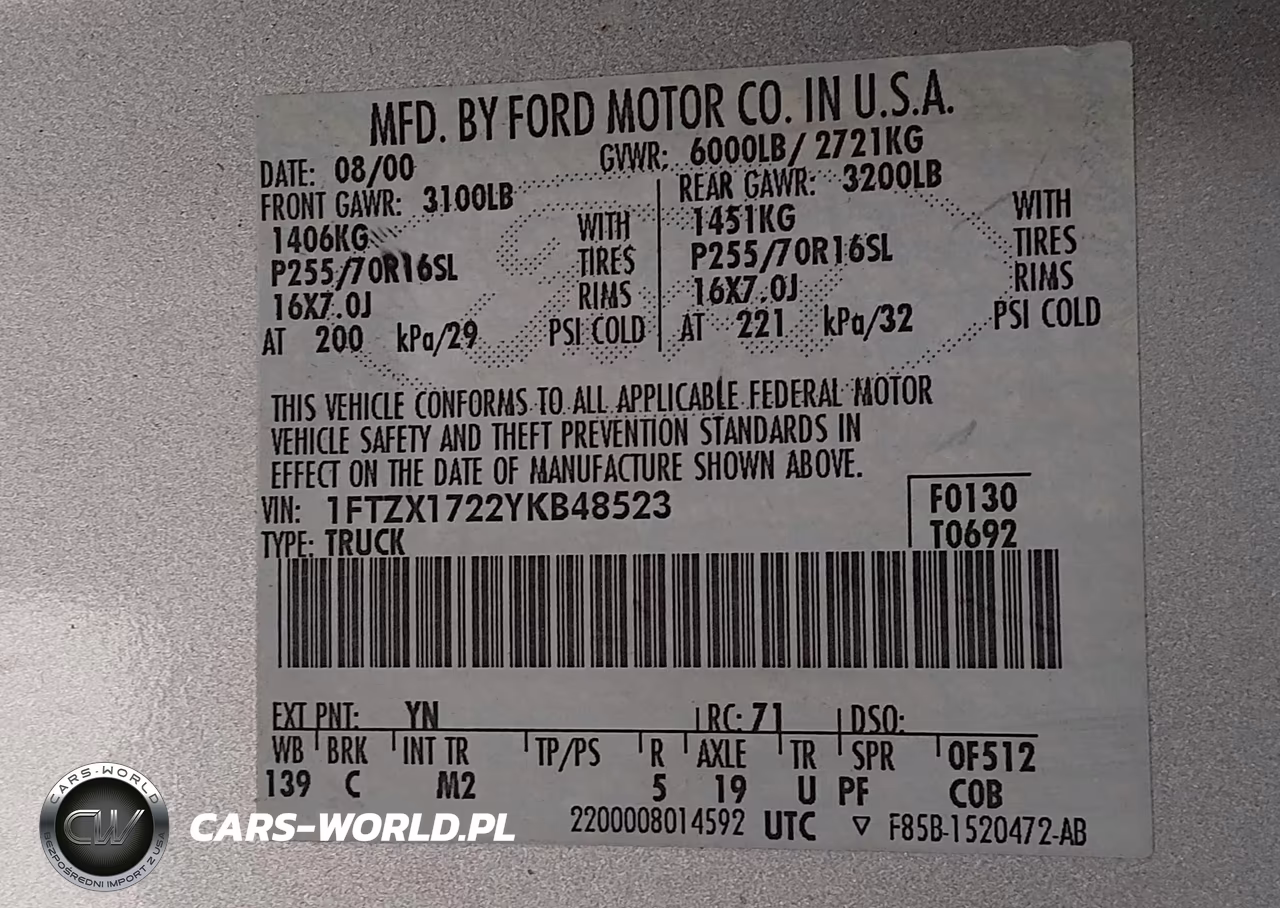 2000 Ford F-150 Work Series-Xl-Xlt VIN:1FTZX1722YKB48523 - 9