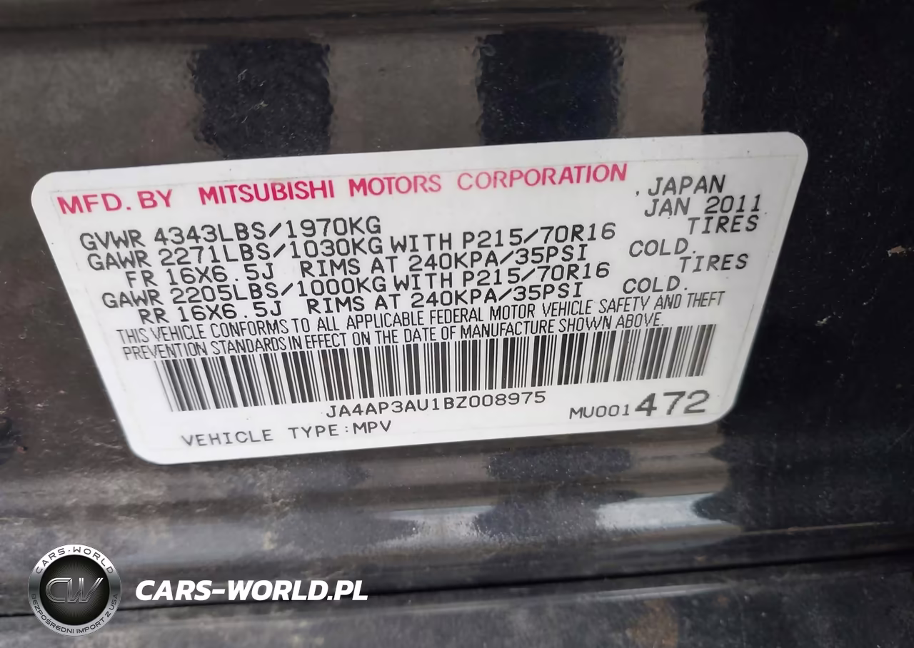 2011 Mitsubishi Outlander Sport Es VIN:JA4AP3AU1BZ008975 - 9