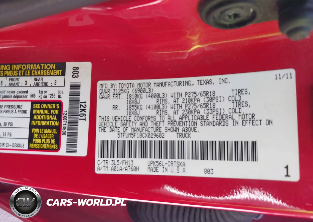 2012 Toyota Tundra Grade 4.6L V8 VIN:5TFUM5F18CX029602 - 9