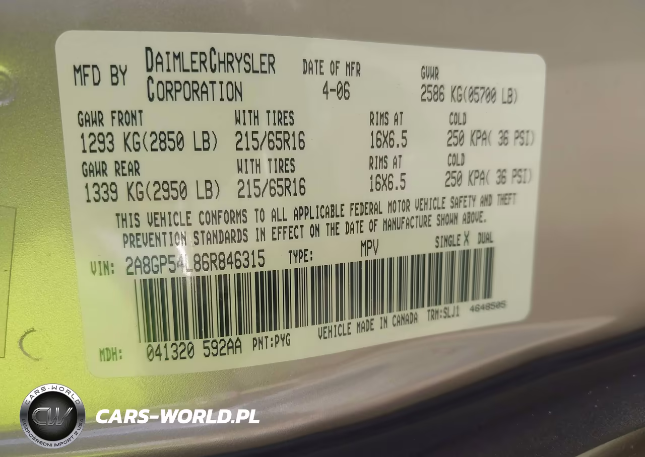2006 Chrysler Town & Country Touring VIN:2A8GP54L86R846315 - 9