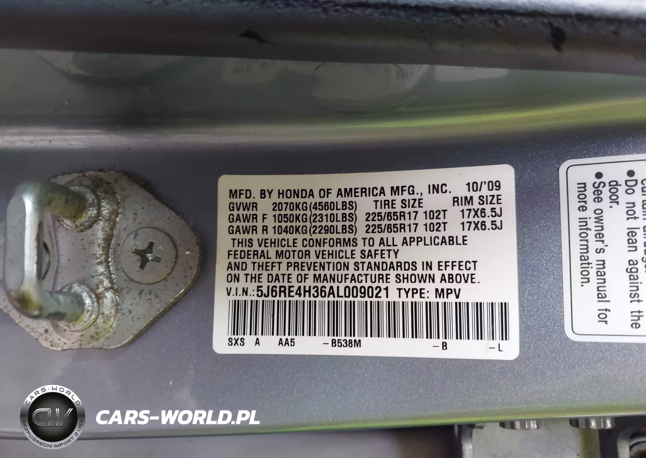 2010 Honda Cr-V Lx VIN:5J6RE4H36AL009021 - 9