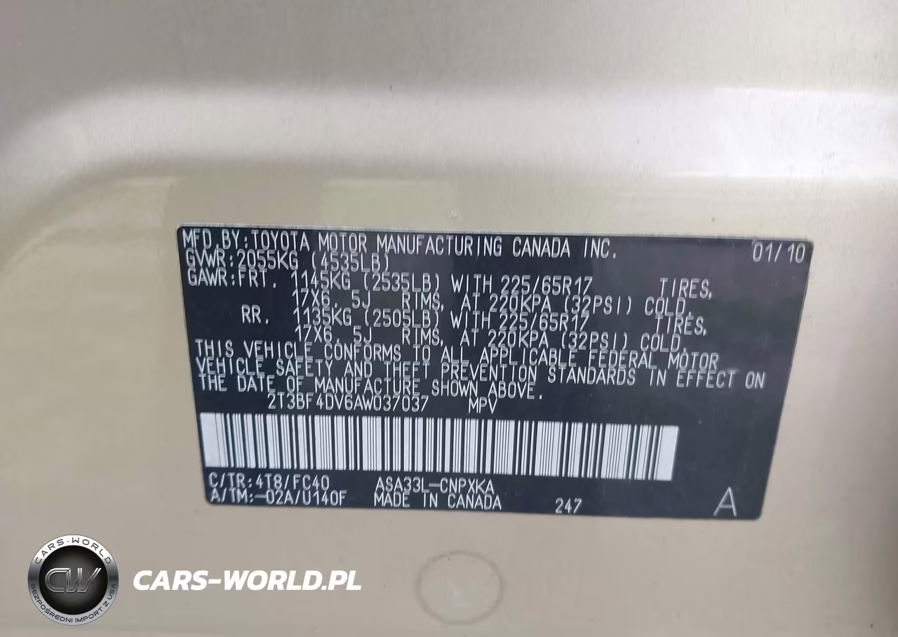 2010 Toyota Rav4 VIN:2T3BF4DV6AW037037 - 9